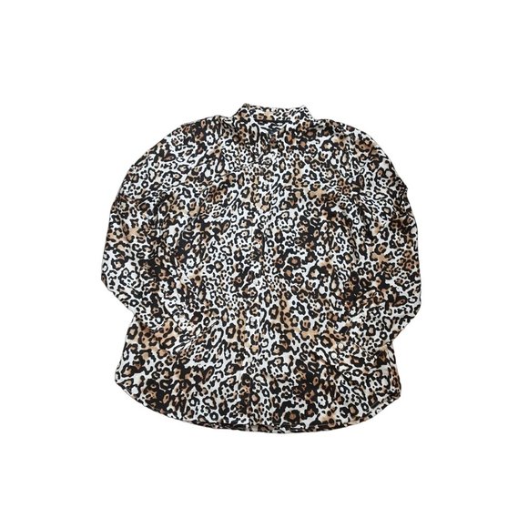 2/$35- Talbots Button Up Animal Print Blouse Women Size Medium - Picture 4 of 12